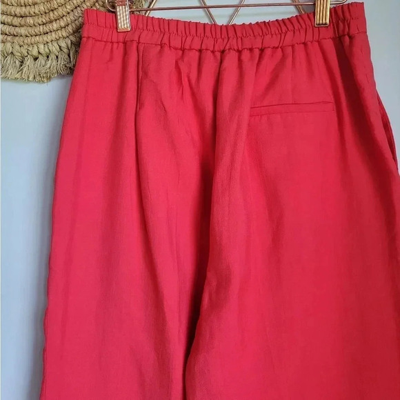 ZARA, New, Cherry Red Linen blend High Waist Trouser Pants, Size Medium - Picture 8 of 14